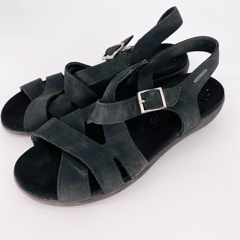Mephisto Black Suede Slingback Sandals